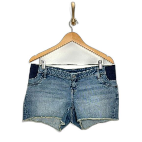 GAP maternity shorts denim cutoffs size 30 medium wash elastic sides pull on - Picture 1 of 3
